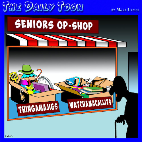 Cartoon: Opportunity shop (medium) by toons tagged seniors,aged,retail,knick,knacks,seniors,aged,retail,knick,knacks