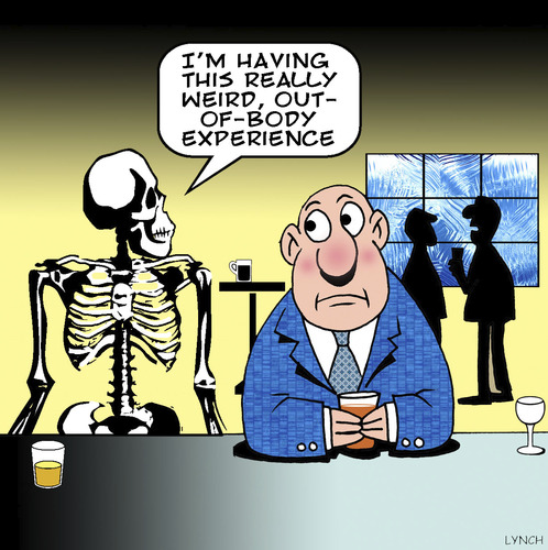 Cartoon: out of body experience (medium) by toons tagged skeletons,skulls,paranormal