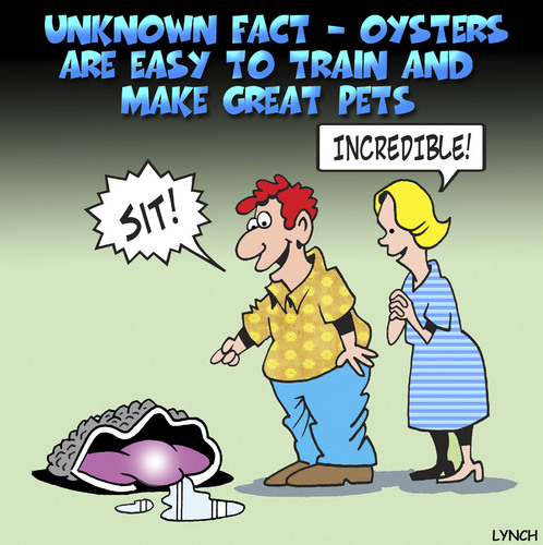 Cartoon: Pet Oyster (medium) by toons tagged oysters,seafood,pets,marine,life