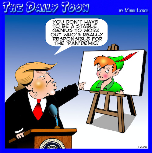 Cartoon: Peter Pandemic (medium) by toons tagged trump,peter,pan,neverland,lies,trump,peter,pan,neverland,lies