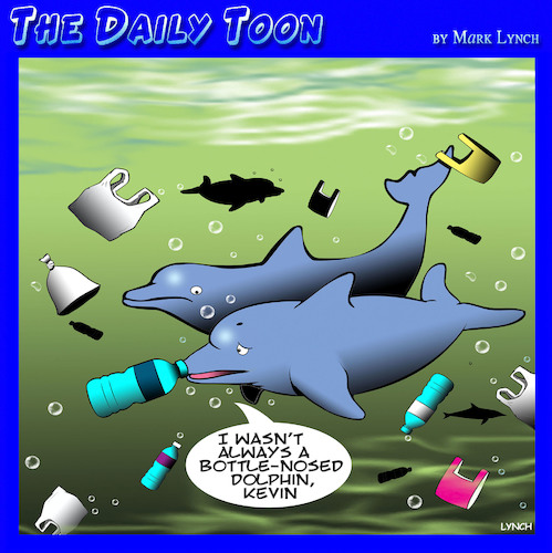 Cartoon: Polluted oceans (medium) by toons tagged polluted,oceans,dolphins,plastic,bags,global,warming,pollution,bottles,polluted,oceans,dolphins,plastic,bags,global,warming,pollution,bottles