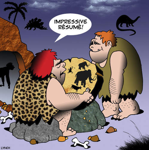 Cartoon: Resume (medium) by toons tagged caveman,prehistoric,resume,employment,history,caveman,prehistoric,resume,employment,history