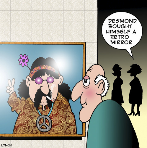 Cartoon: Retro mirror (medium) by toons tagged hippy,hippies,the,sixties,peace,love,marijuana,cannabis