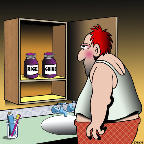 Cartoon: Rise and shine cartoon (medium) by toons tagged morning,person,pills,bathroom,cabinet,hungover,medicine,morning,person,pills,bathroom,cabinet,hungover,medicine
