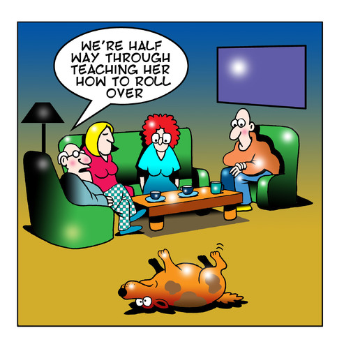 Cartoon: roll over (medium) by toons tagged dogs,canines,tricks,dog,animals