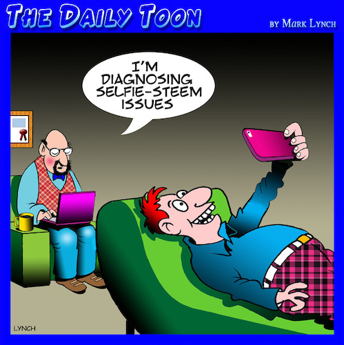 Cartoon: Selfie (medium) by toons tagged selfies,diagnosis,psychiatrist,couch,narcissam,selfies,diagnosis,psychiatrist,couch,narcissam