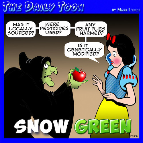 Cartoon: Snow White (medium) by toons tagged organic,fruit,greenies,green,movement,snow,white,going,wicked,witch,apples,organic,fruit,greenies,green,movement,snow,white,going,wicked,witch,apples