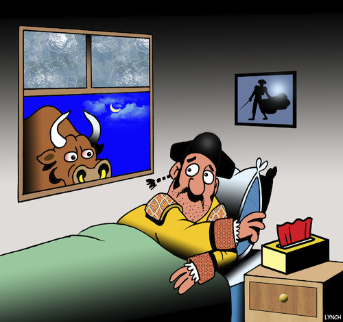 Cartoon: Somebody is watching (medium) by toons tagged toreador,bullfighting,bulls,tissue,bullfights,animals,blood,sports,flu,colds,toreador,bullfighting,bulls,tissue,bullfights,animals,blood,sports,flu,colds