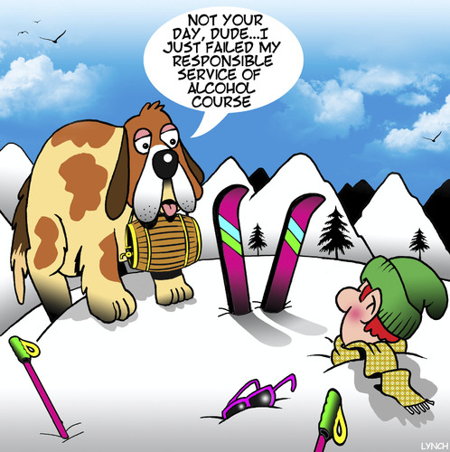 Cartoon: St Bernard (medium) by toons tagged responsible,service,of,alcohol,st,bernard,dogs,cognac,skiing,accident,mountaineering,animals,resue,responsible,service,of,alcohol,st,bernard,dogs,cognac,skiing,accident,mountaineering,animals,resue