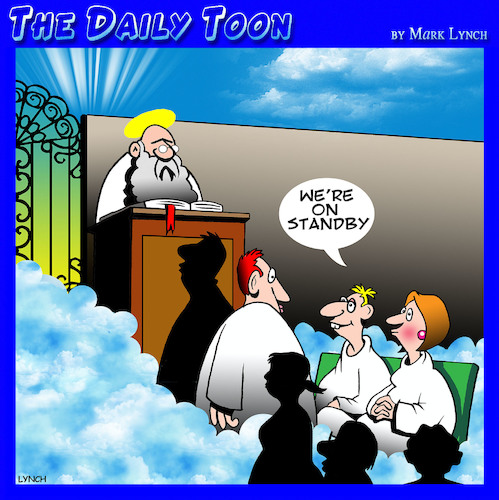 Cartoon: Standby (medium) by toons tagged heaven,standby,passengers,afterlife,heaven,standby,passengers,afterlife