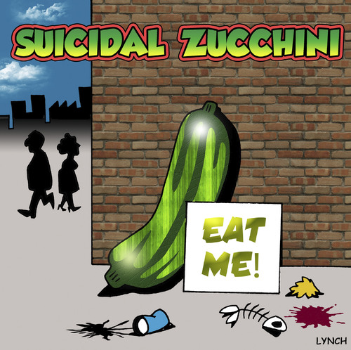 Cartoon: suicidal zucchini (medium) by toons tagged suicide,zucchini,vegetable,depression,angst,mental,health,eating,food,greens