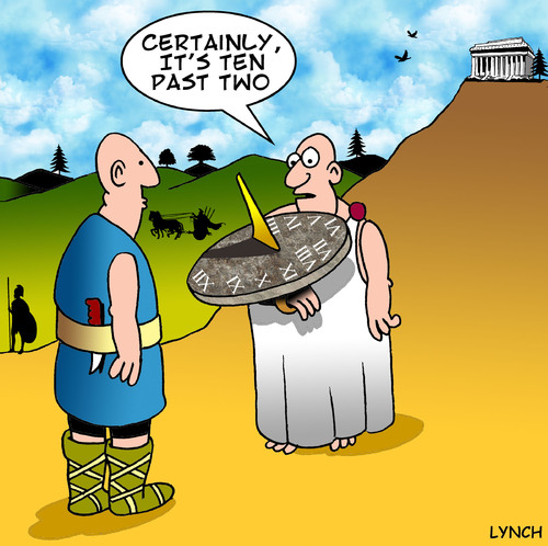 Cartoon: sundial time (medium) by toons tagged sundial,watch,clock,timepiece,time,greece,ancient,times
