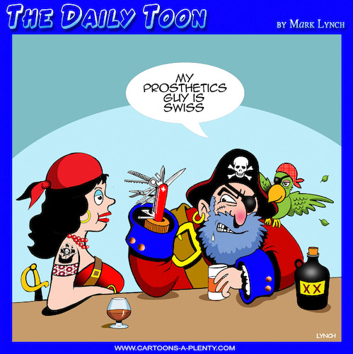 Cartoon: Swiss army knife (medium) by toons tagged prosthetics,pirates,pirate,hook,swiss,knife,prosthetics,pirates,pirate,hook,swiss,knife