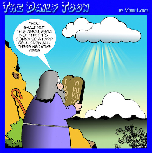 Cartoon: Ten commandments (medium) by toons tagged moses,thou,shalt,not,negative,vibes,moses,thou,shalt,not,negative,vibes