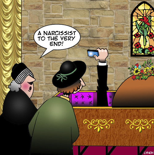 Cartoon: The Narcissist (medium) by toons tagged selfie,narcissism,show,off,funeral,parlor,coffin,widow,selfie,narcissism,show,off,funeral,parlor,coffin,widow