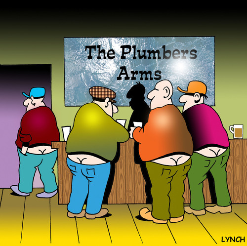 Cartoon: The Plumbers Arms (medium) by toons tagged plumbers,plumbing,tradesperson,pubs,beer,bottoms,trousers,pants