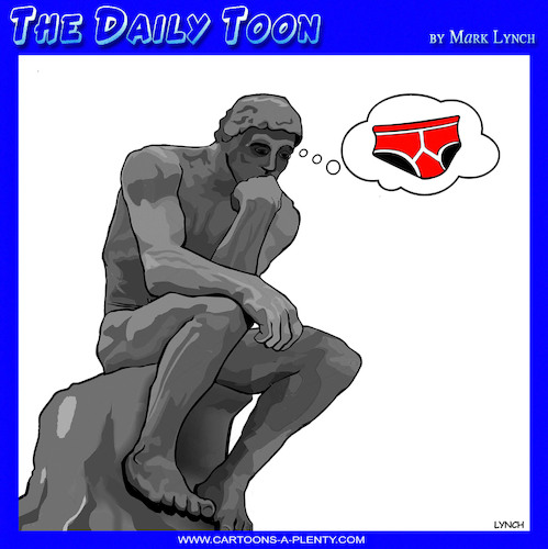 Cartoon: The Thinker (medium) by toons tagged rodin,the,thinker,statue,underpants,rodin,the,thinker,statue,underpants