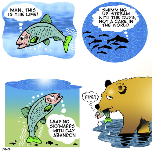 Cartoon: This is the life (medium) by toons tagged bears,salmon,sporning,fish,fishing,food,seafood