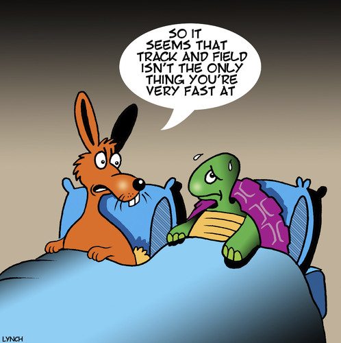 Cartoon: Tortoise and Hare (medium) by toons tagged premature,ejaculation,animals,hare,and,tortoise,fairy,tales,turtles,rabbits,premature,ejaculation,animals,hare,and,tortoise,fairy,tales,turtles,rabbits