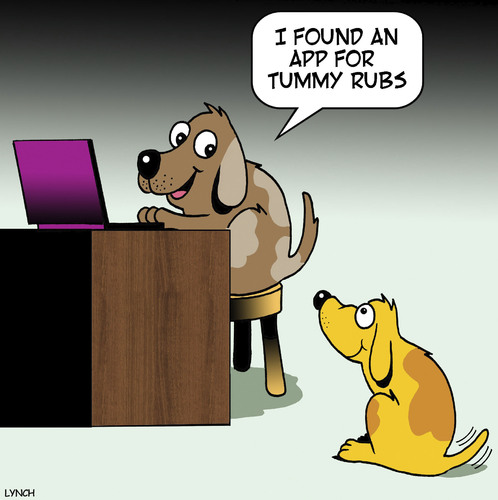 Cartoon: Tummy rubs (medium) by toons tagged apps,dogs,puppy,tummy,rub,apps,dogs,puppy,tummy,rub