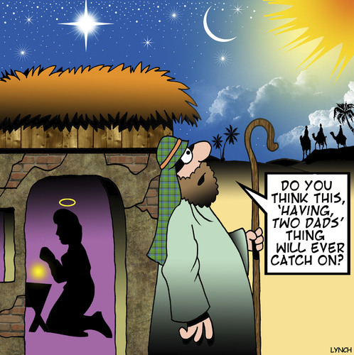 Cartoon: Two Dads (medium) by toons tagged christmas,bethlehem,gay,marriage,two,fathers,mary,and,joseph,christmas,bethlehem,gay,marriage,two,fathers,mary,and,joseph