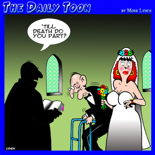 Cartoon: Until death do us part (medium) by toons tagged wedding,gold,digger,rich,old,men,widow,wedding,gold,digger,rich,old,men,widow