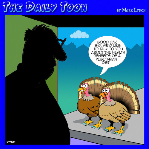 Cartoon: Vegans (medium) by toons tagged vegetarians,turkeys,healthy,diet,vegetarians,turkeys,healthy,diet