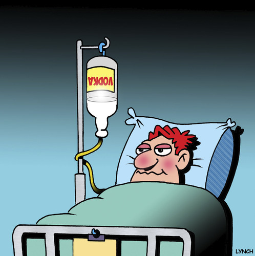 Cartoon: Vodka infusion (medium) by toons tagged vodka,alcohol,alcoholic,dependency,hospital,drunk,drinking,vodka,alcohol,alcoholic,dependency,hospital,drunk,drinking