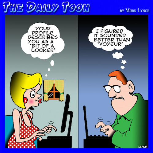 Cartoon: Voyeur (medium) by toons tagged good,looking,computer,dating,good,looking,computer,dating