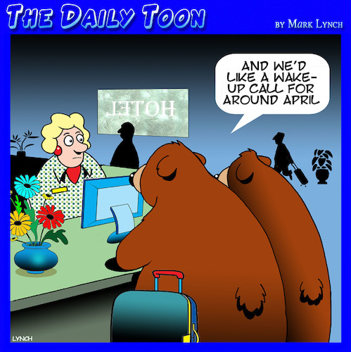 Cartoon: Wake up call (medium) by toons tagged bears,hibernate,wake,up,calls,motels,bears,hibernate,wake,up,calls,motels