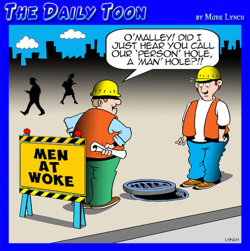 Cartoon: WOKE (medium) by toons tagged workmen,woke,generation,gender,bending,workmen,woke,generation,gender,bending
