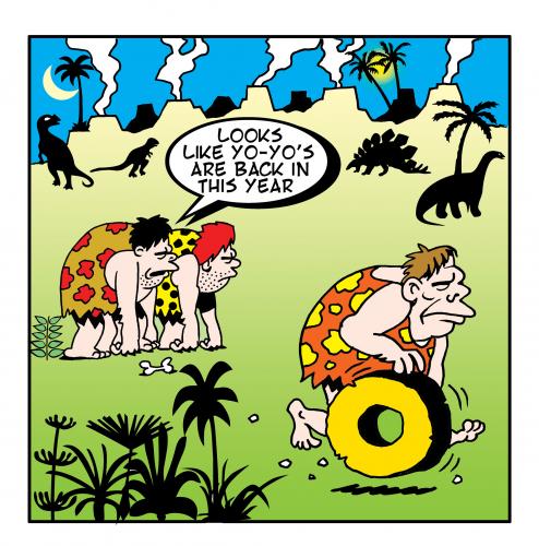 Cartoon: yo yo (medium) by toons tagged prehistoric,dinosaurs,yo,history,cave,man,wheel