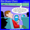 Cartoon: Airline announcements (small) by toons tagged oxygen,masks,reduced,cabin,pressure,credit,card,details