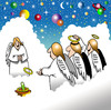 Cartoon: Angels playing quoits (small) by toons tagged quoits,angels,heaven,universe,god,games,clouds,planets,stars,halo,religion