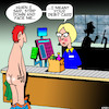 Cartoon: Debit card (small) by toons tagged credit cards supermarket checkout debit card naked stripping