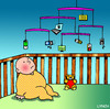 Cartoon: Mobiles (small) by toons tagged mobiles,apps,twitter,facebook,babies,crib,cot,laptops,ipod,ipad,apple,children