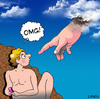Cartoon: OMG (small) by toons tagged omg,oh,my,god,mobile,phones,gen,creation,heaven,religion