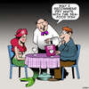 Cartoon: Seafood dish (small) by toons tagged mermaid,seafood,fish,restaurant,waiter,catch,of,the,day
