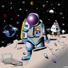 Cartoon: shopping trolley (small) by toons tagged shopping,trolley,tesco,supermarket,malls,space,astronaut,spacecraft,rockets,nasa,the,universe,galaxy,planets