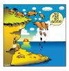 Cartoon: so far so good (small) by toons tagged lemmings,optimism,cliffs,suicide,animals,so,far,good