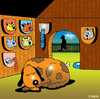 Cartoon: trophy room (small) by toons tagged dogs,cats,trophy,hunting,room,animals,dog,house,felines,hounds