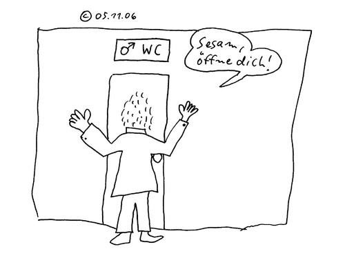 Cartoon: Aufmachen (medium) by Müller tagged öffentlichetoilette,wc