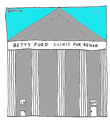 Cartoon: Betty Ford Clinic (medium) by Müller tagged bettyfordclinic,rehab,addiction,sucht,entzug,abstinenz,drugs,drogen