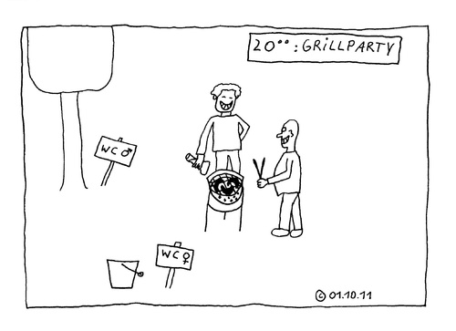 Cartoon: Grillparty (medium) by Müller tagged grillparty,klo,wc,toilette,notdurft