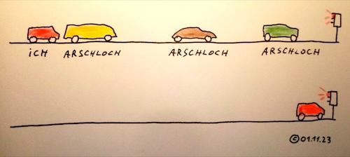 Cartoon: Ich Arschloch Arschloch Arsch (medium) by Müller tagged ich,arschloch,ampel