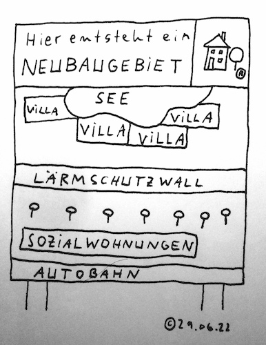 Cartoon: Neubaugebiet (medium) by Müller tagged neubaugebiet,villa,autobahn
