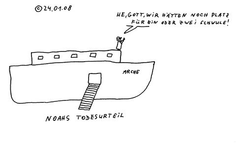 Cartoon: Noahs Todesurteil (medium) by Müller tagged noah,arche,todesurteil,schwul,gay