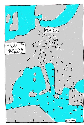 Cartoon: PEGIDA-Geheimplan (medium) by Müller tagged pegida,flüchtlinge,asyl,refugee,deutschland,germany