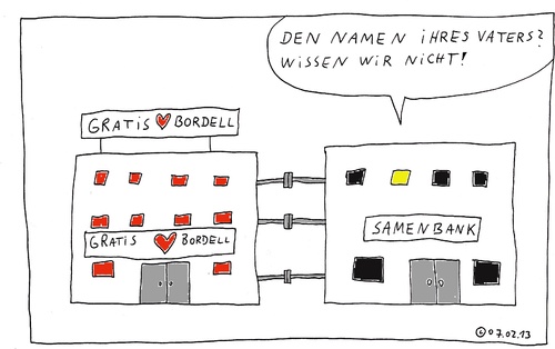 Cartoon: Samenbank (medium) by Müller tagged samenbank,vater