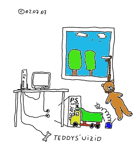 Cartoon: Teddy (medium) by Müller tagged teddy,computerspiel,spielekonsole,kind,kinderzimmer